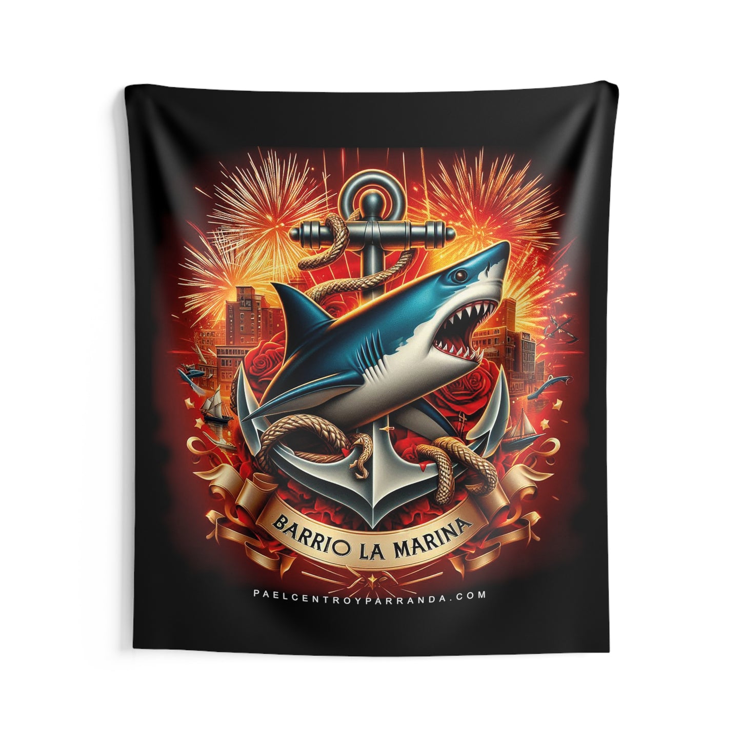 La Marina, Caibarién. Printed Wall Tapestry