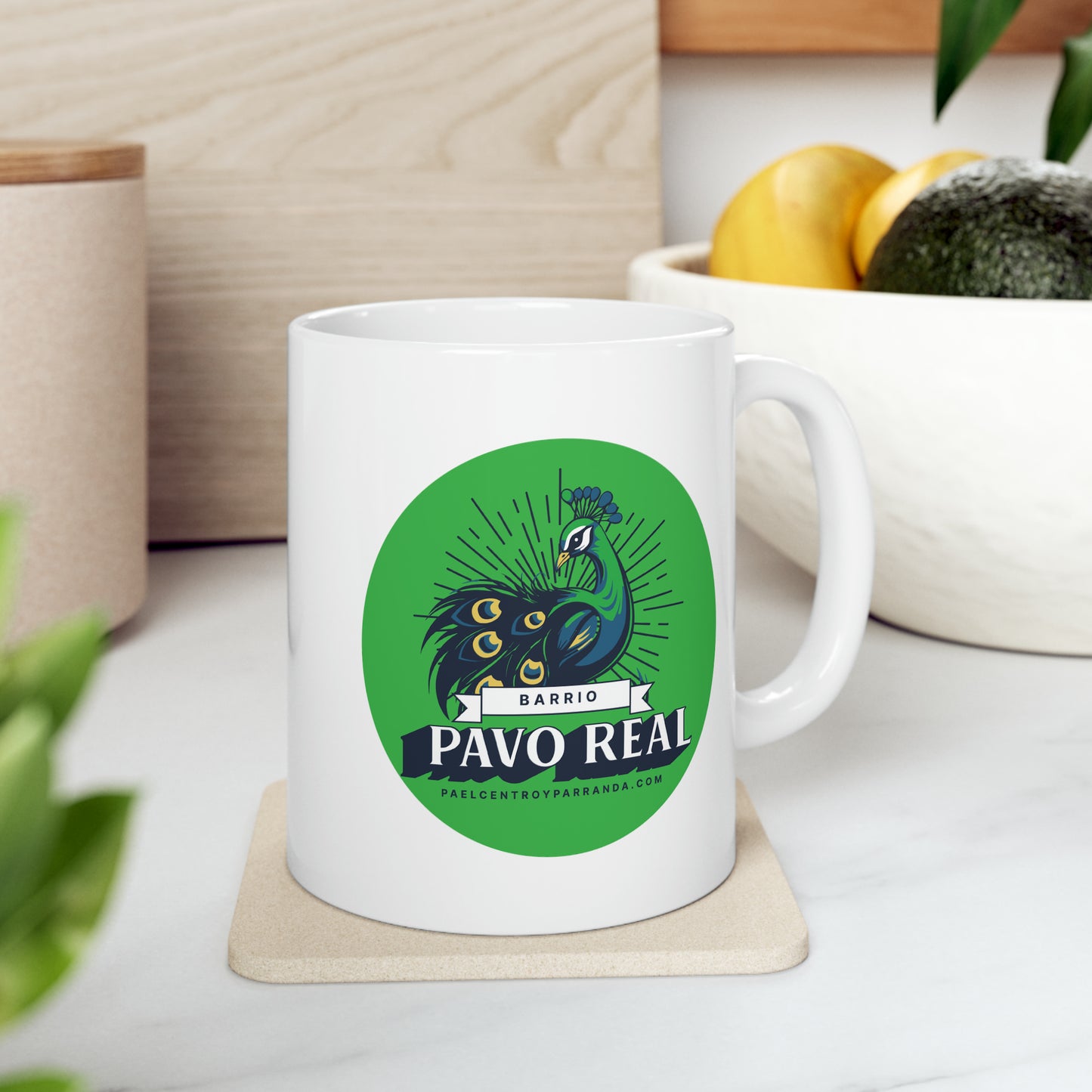 Pavo Real, El Santo. Ceramic Mug, 11oz
