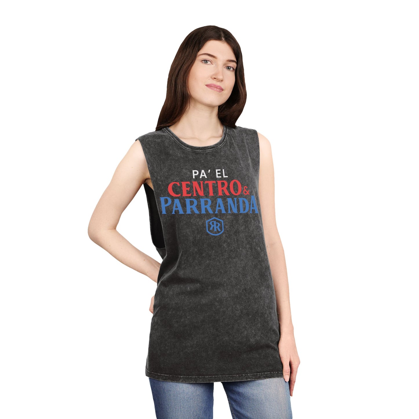 Pa´el centro y parranda. Unisex Stonewash Tank Top