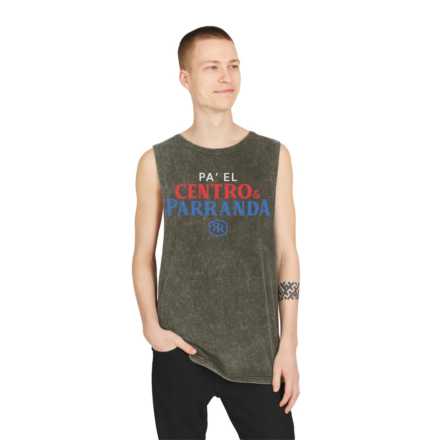 Pa´el centro y parranda. Unisex Stonewash Tank Top
