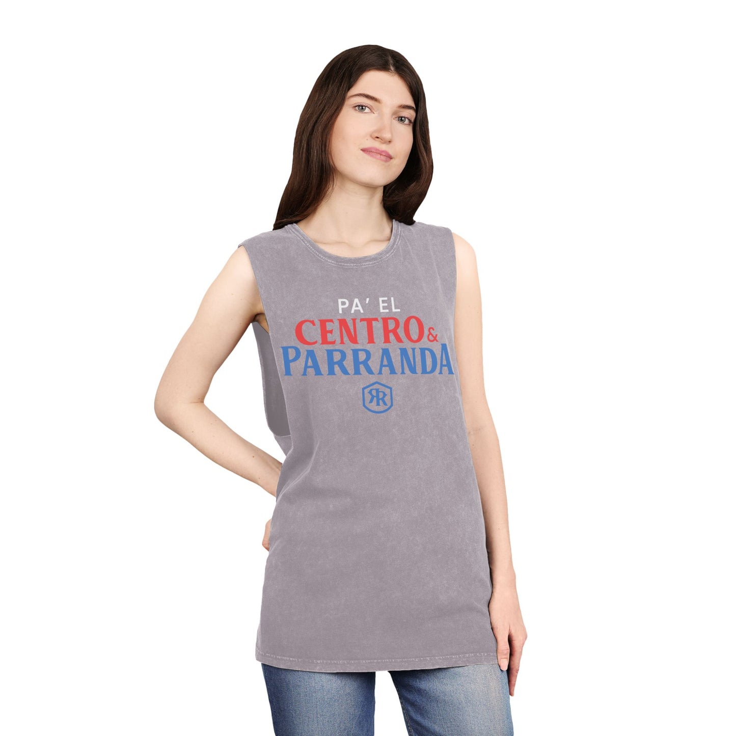 Pa´el centro y parranda. Unisex Stonewash Tank Top