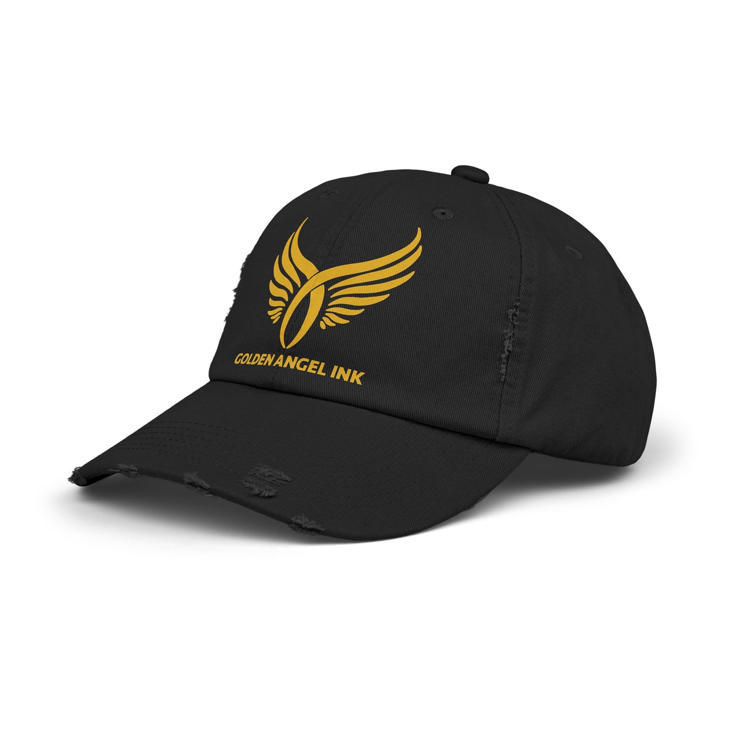 Golden Angel Ink. Unisex Distressed Cap with Wings Design