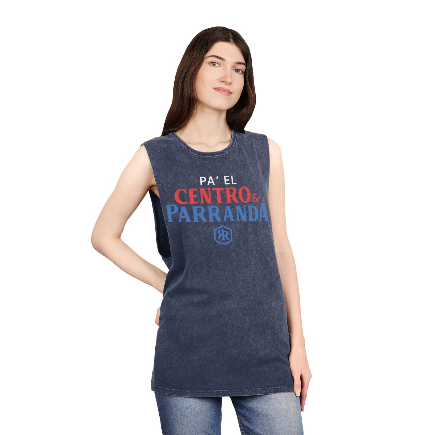 Pa´el centro y parranda. Unisex Stonewash Tank Top