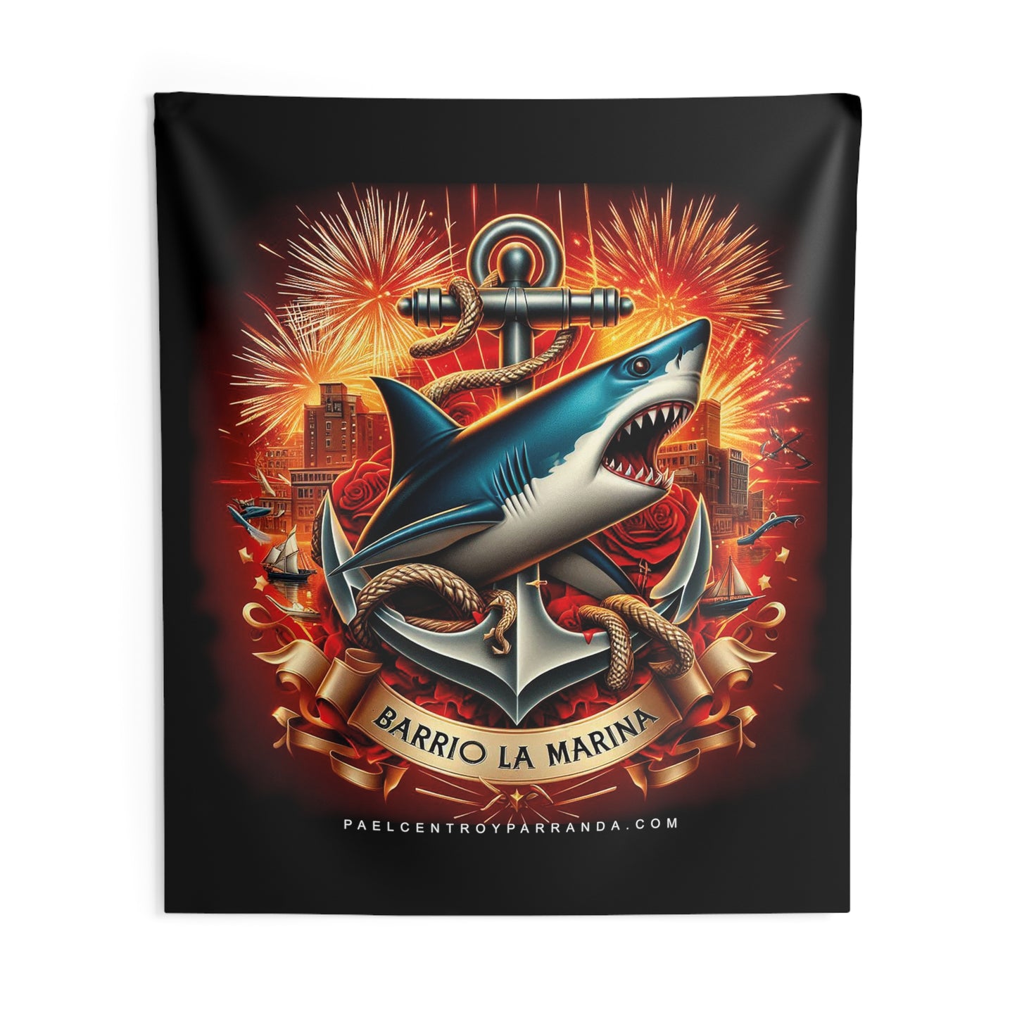 La Marina, Caibarién. Printed Wall Tapestry