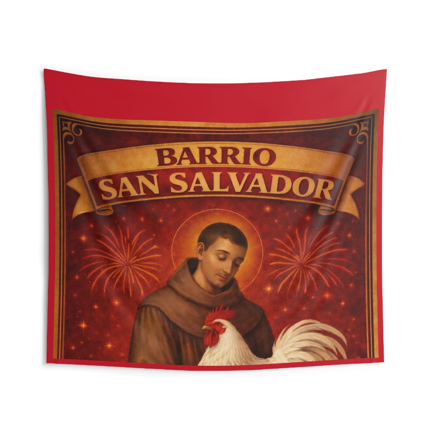 San Salvador Barrio Wall Tapestry — Religious Saint Home Decor