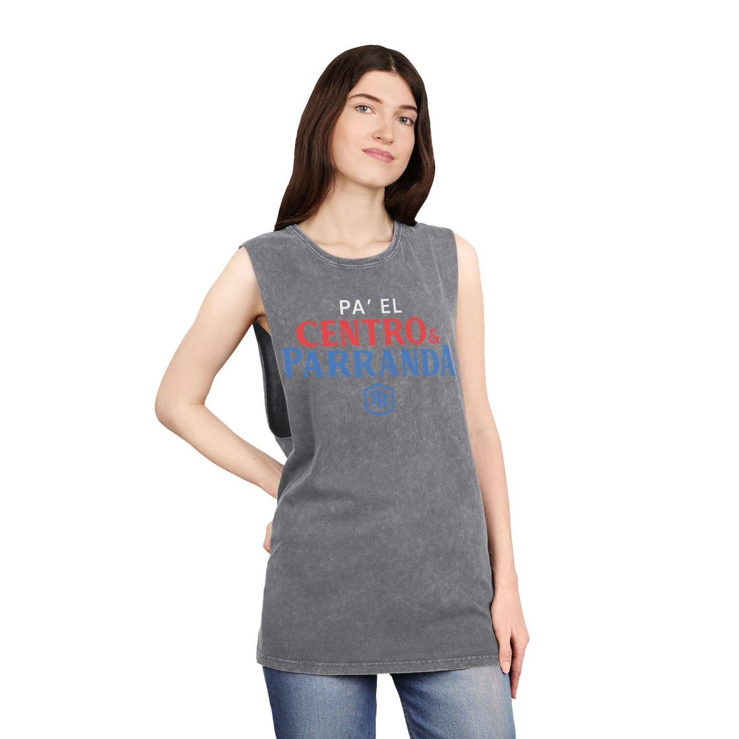 Pa´el centro y parranda. Unisex Stonewash Tank Top