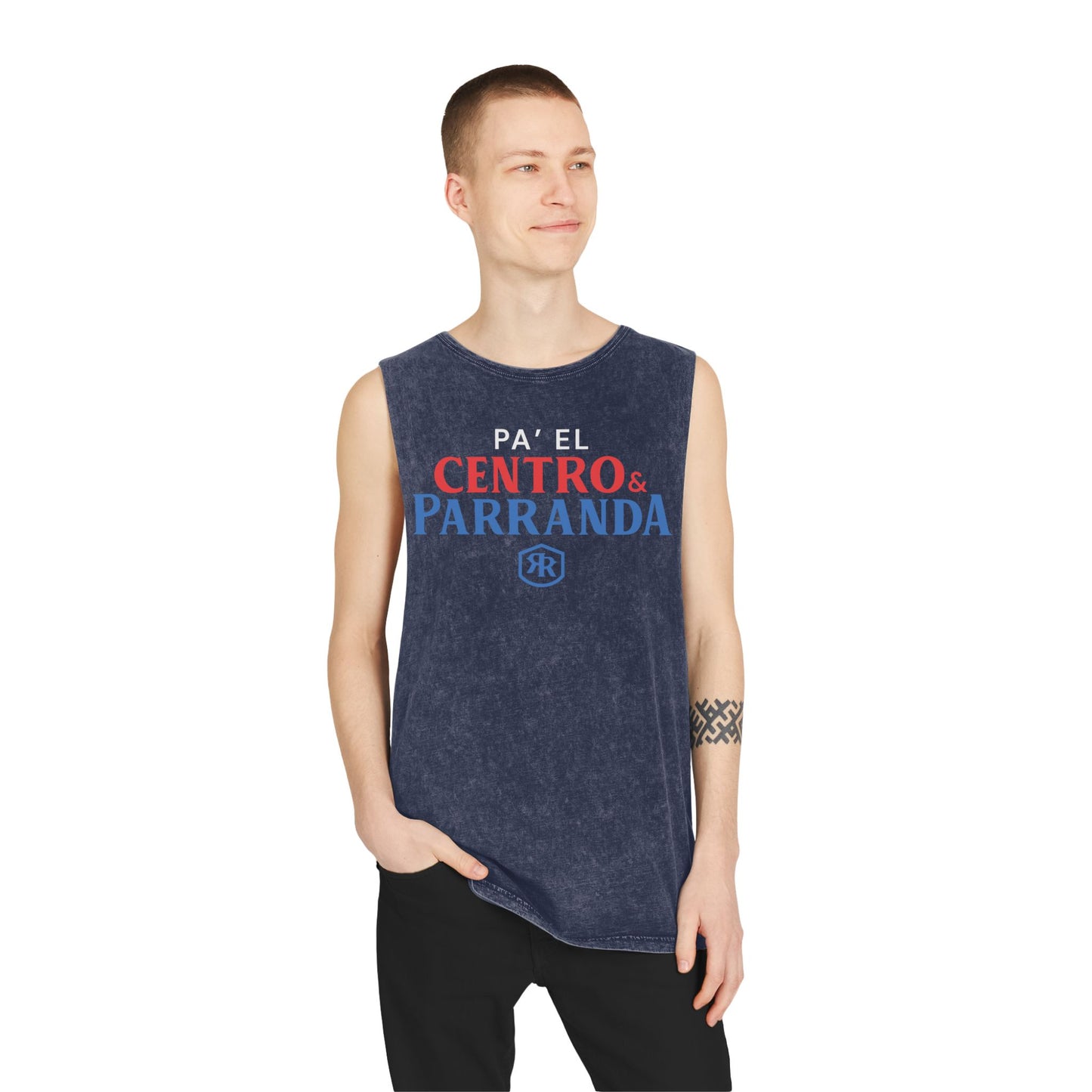 Pa´el centro y parranda. Unisex Stonewash Tank Top