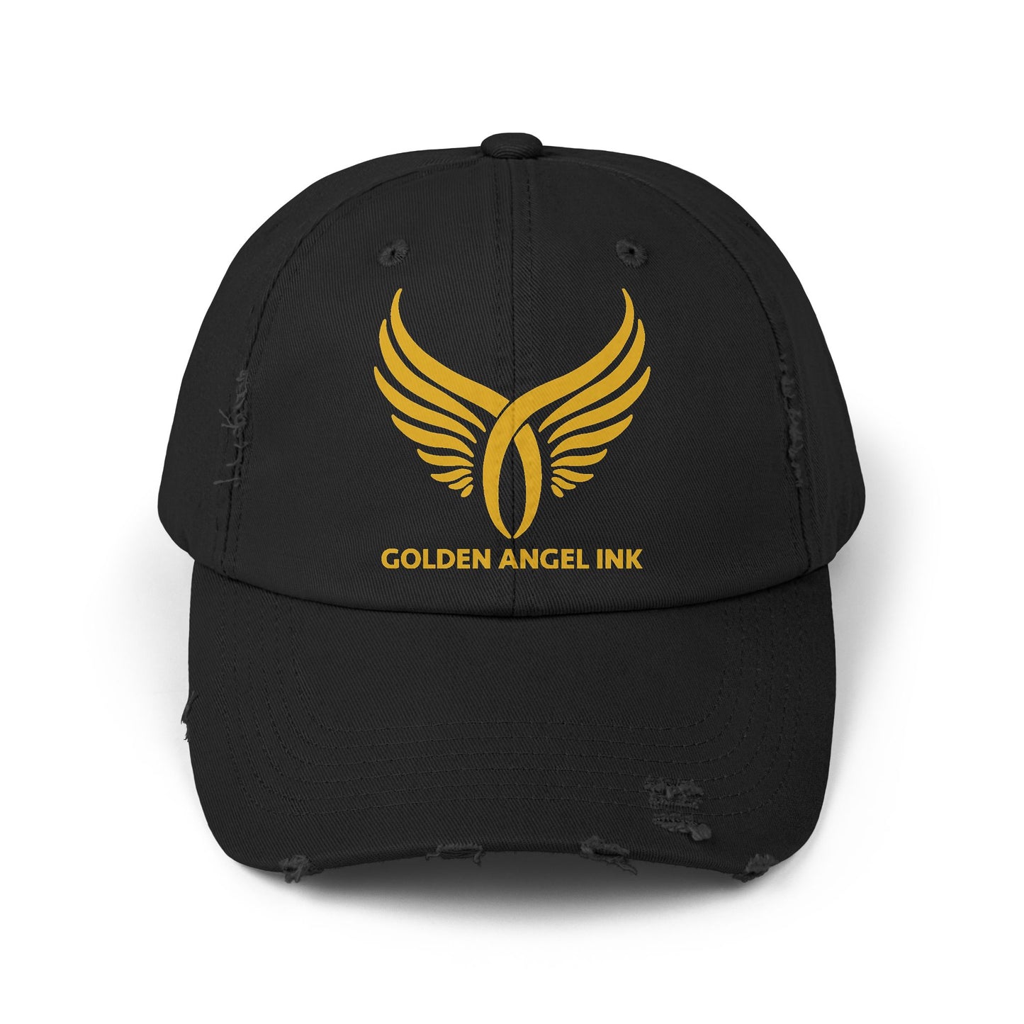 Golden Angel Ink. Unisex Distressed Cap with Wings Design