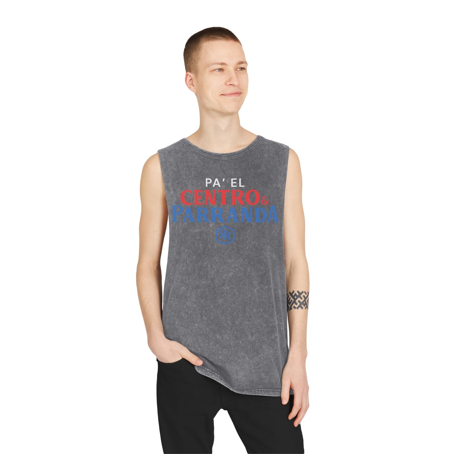 Pa´el centro y parranda. Unisex Stonewash Tank Top