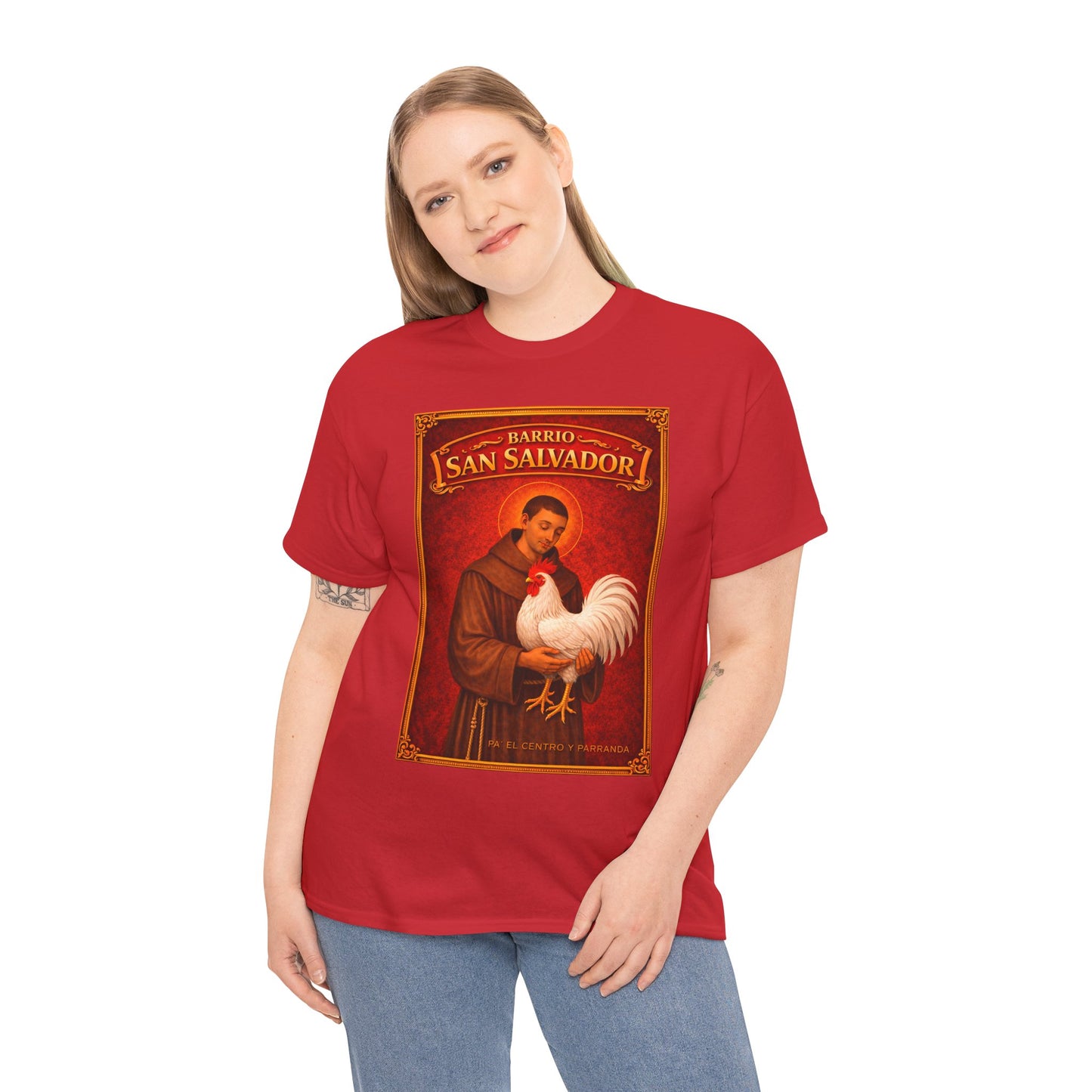 San Salvador, Remedios. Vintage Saint T-Shirt — "Directiva" Back Print