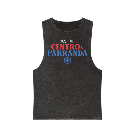 Pa´el centro y parranda. Unisex Stonewash Tank Top