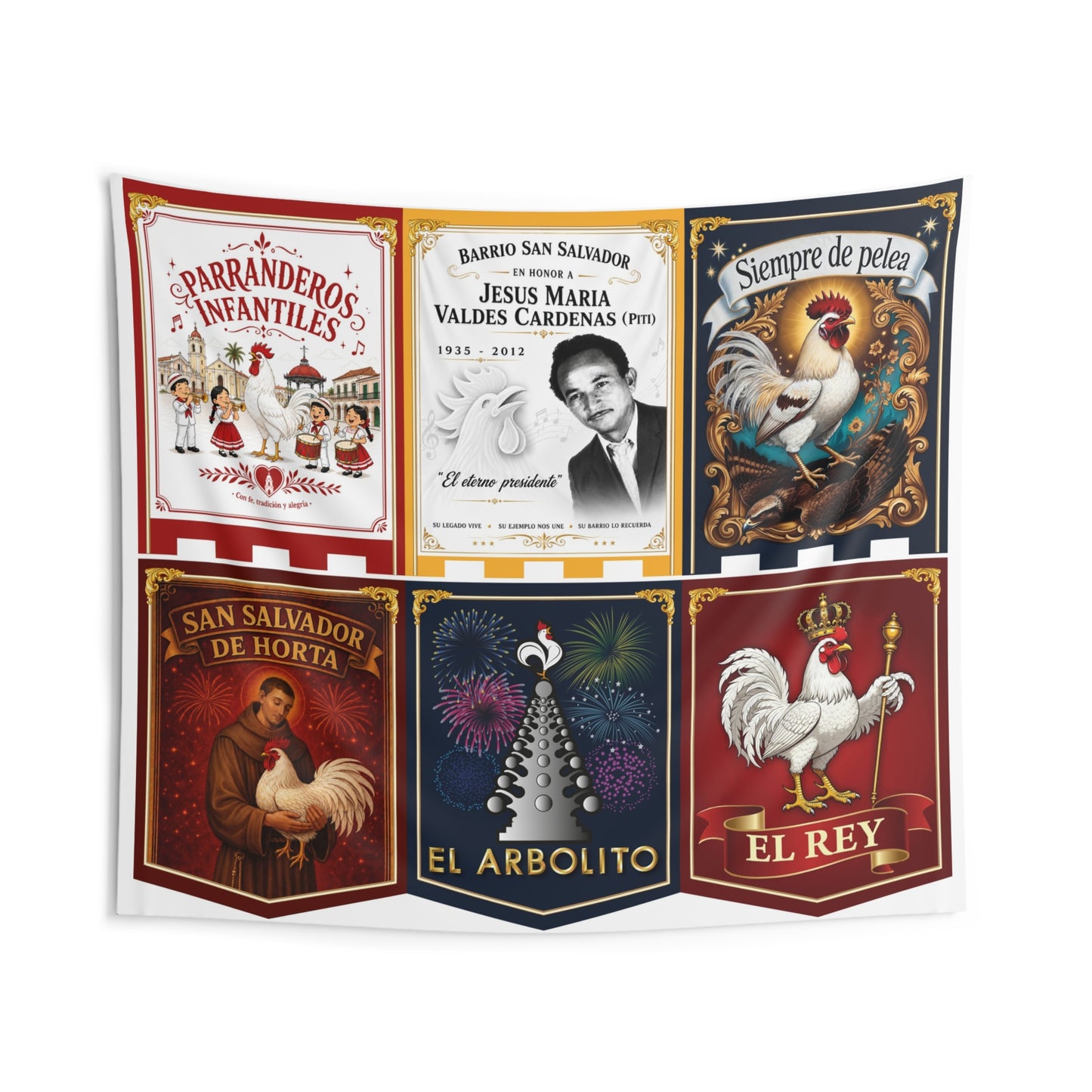 Vintage Spanish Fiesta Wall Tapestry — ‘Siempre de Pelea’, El Rey & Holiday Banners