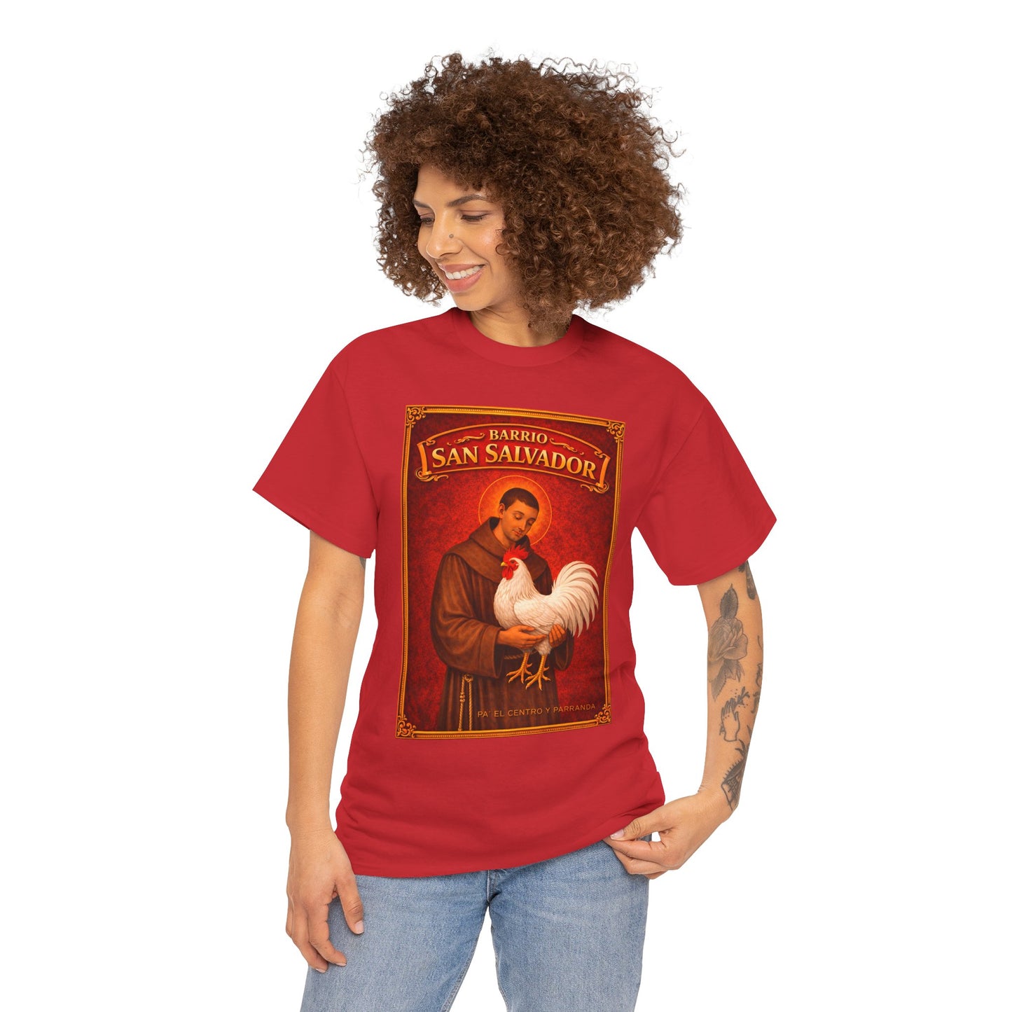 San Salvador, Remedios. Vintage Saint T-Shirt — "Directiva" Back Print
