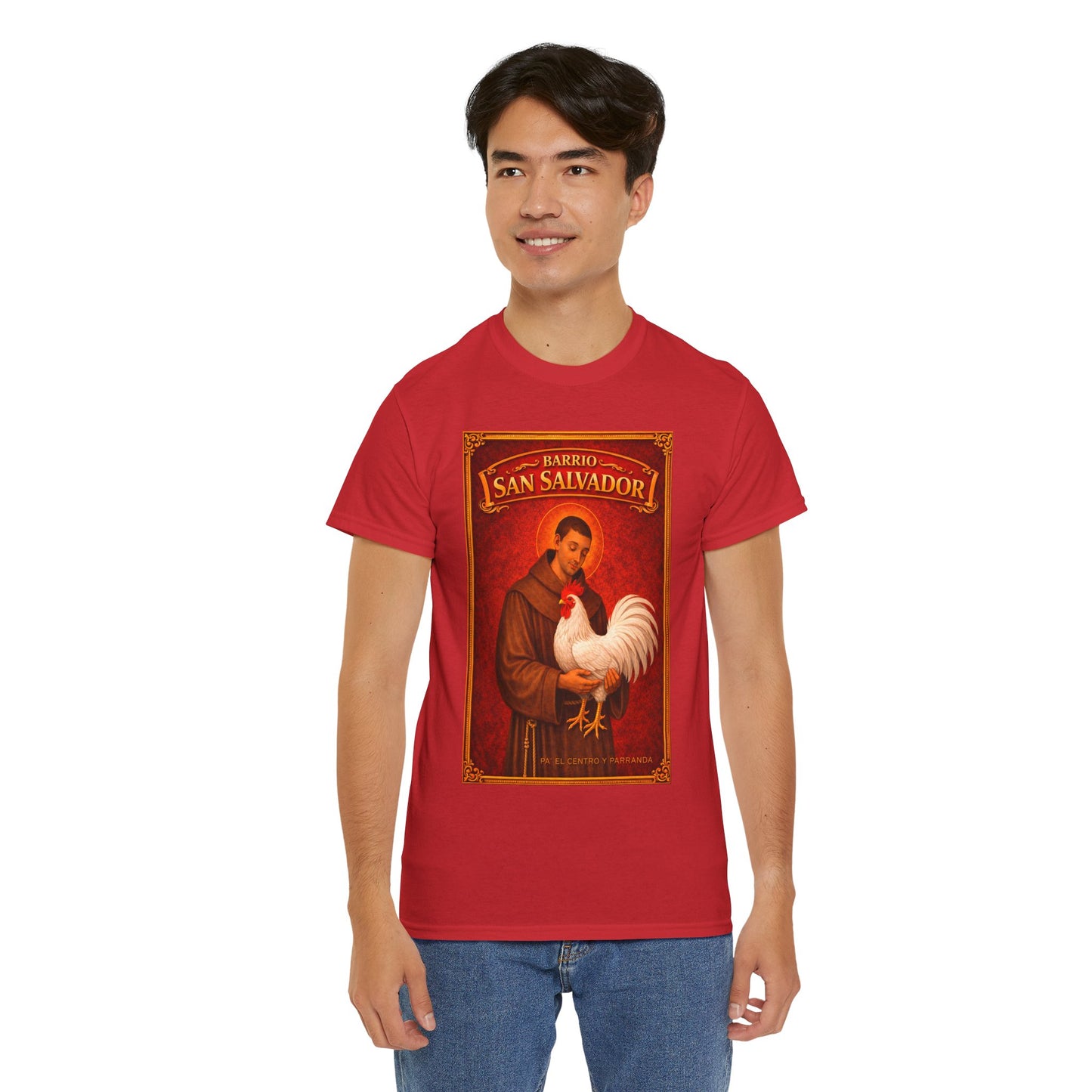 San Salvador, Remedios. Vintage Saint T-Shirt — "Directiva" Back Print
