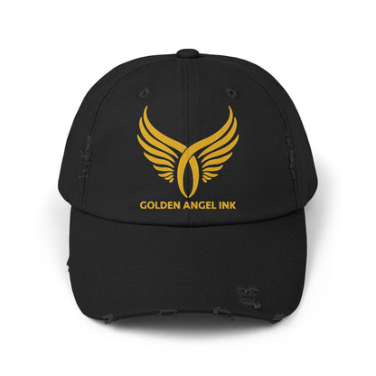 Golden Angel Ink. Unisex Distressed Cap with  Wings Design